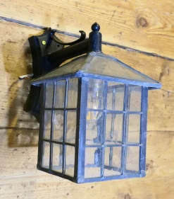 Sale Pamono Leaded Glass Wall Lanterns with Handmade Shades, 1930, Set of 2