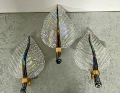 Online Pamono Leaf Wall Lights in Murano Glass, 1970s, Set of 3