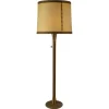 New Pamono Leather and Brass Floor Lamp with Parchment Shade, 1960s