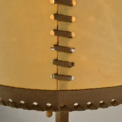 New Pamono Leather and Brass Floor Lamp with Parchment Shade, 1960s