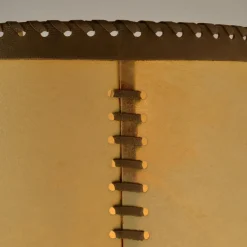 New Pamono Leather and Brass Floor Lamp with Parchment Shade, 1960s