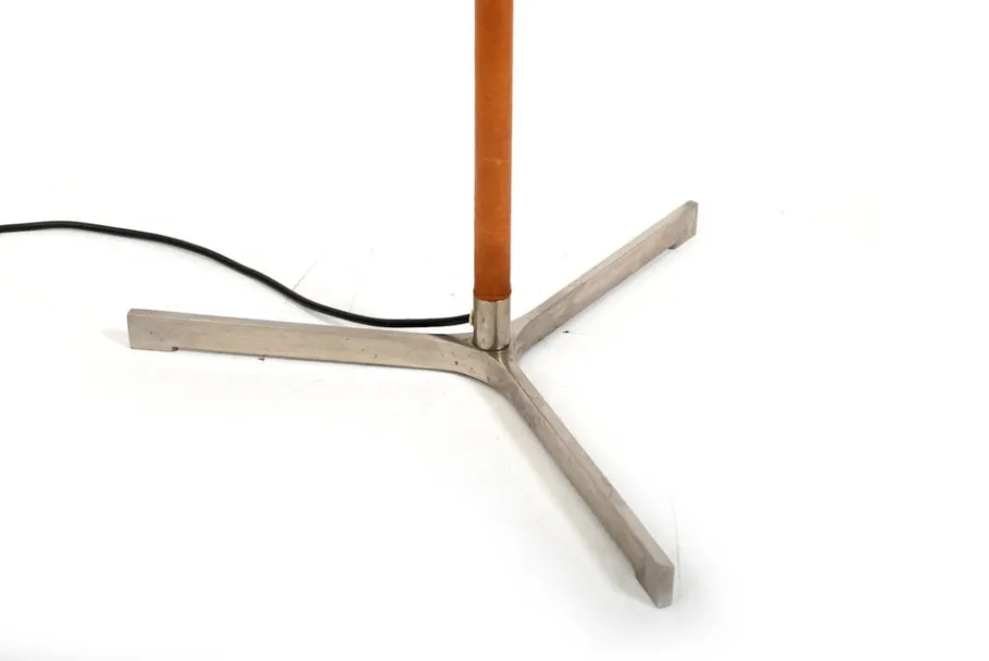 Discount Pamono Leather and Steel Monolith Floor Lamps by Jo Hammerborg for Fog & Mørup, 1960s, Set of 2