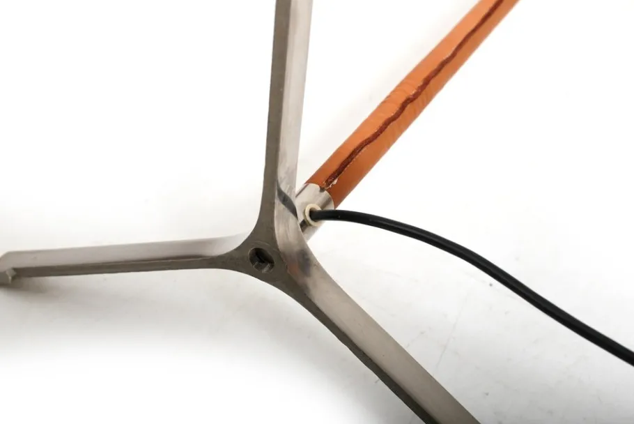 Discount Pamono Leather and Steel Monolith Floor Lamps by Jo Hammerborg for Fog & Mørup, 1960s, Set of 2