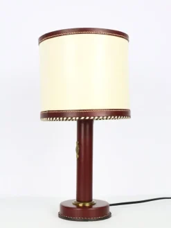 New Pamono Leather Lamp by Jacques Adnet, 1950s