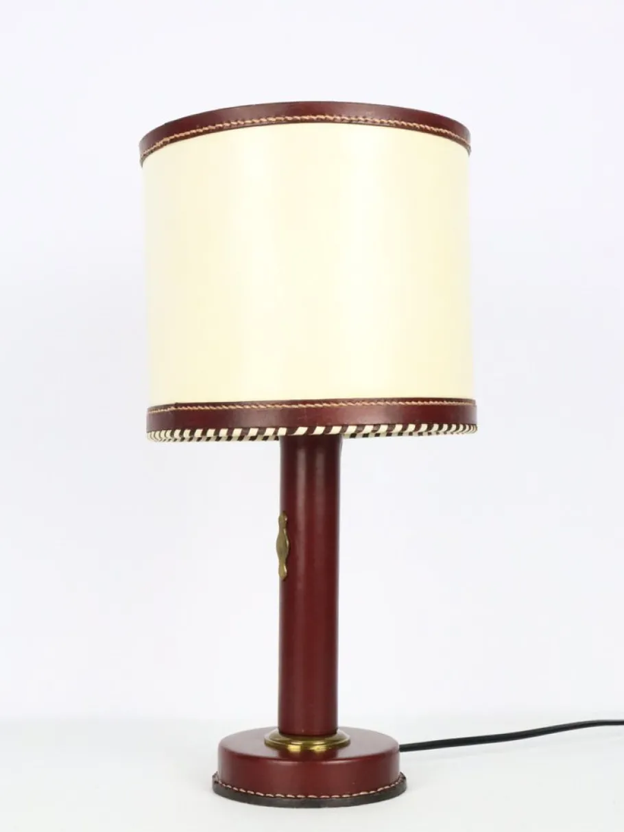 New Pamono Leather Lamp by Jacques Adnet, 1950s