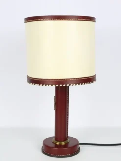 New Pamono Leather Lamp by Jacques Adnet, 1950s