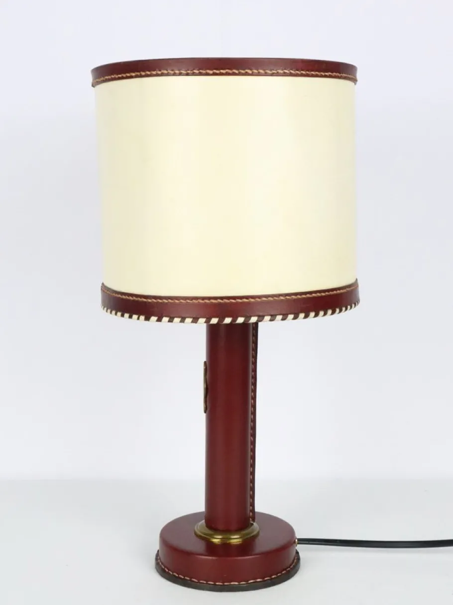 New Pamono Leather Lamp by Jacques Adnet, 1950s