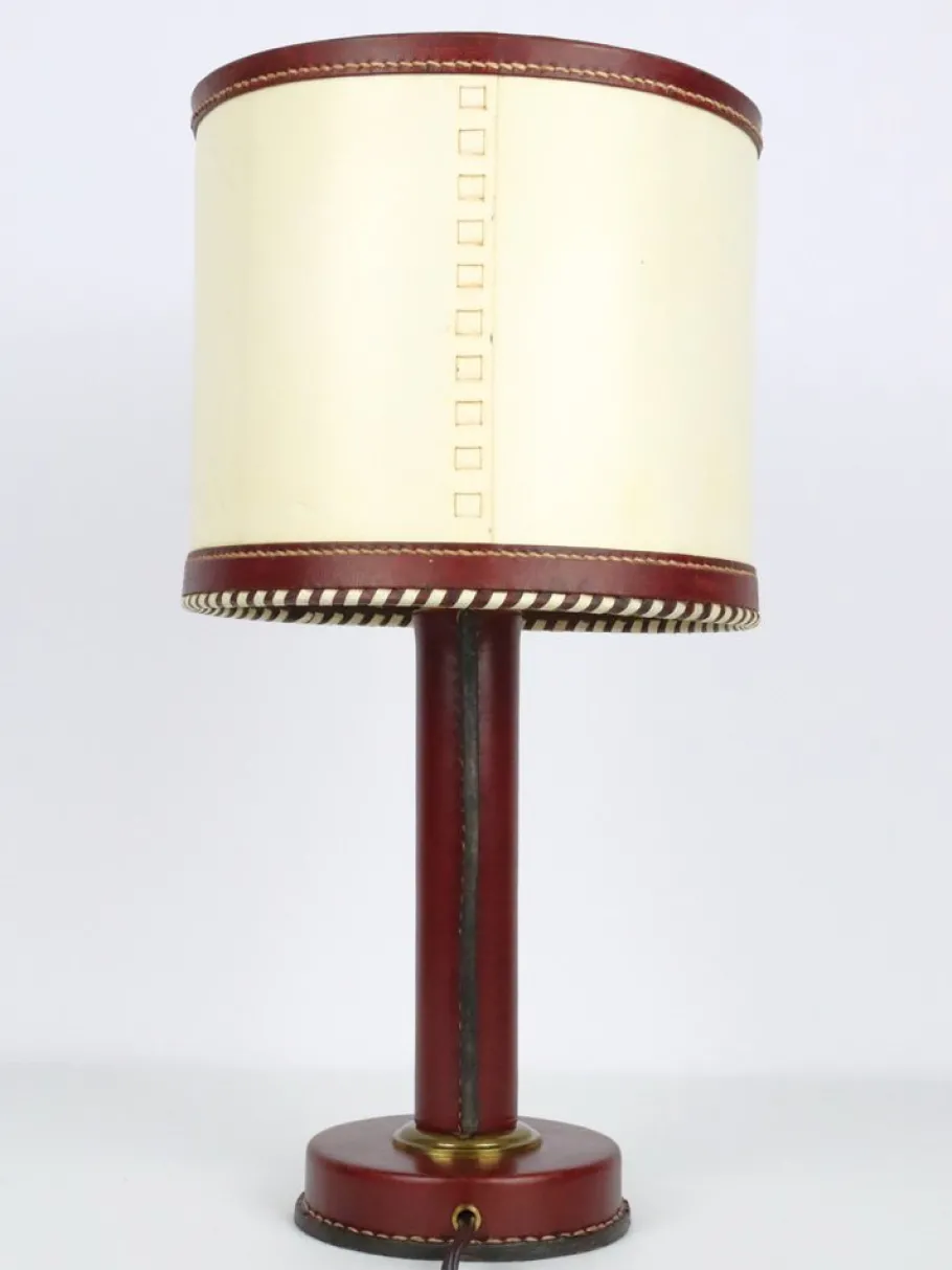 New Pamono Leather Lamp by Jacques Adnet, 1950s