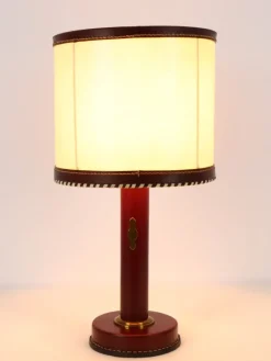 New Pamono Leather Lamp by Jacques Adnet, 1950s