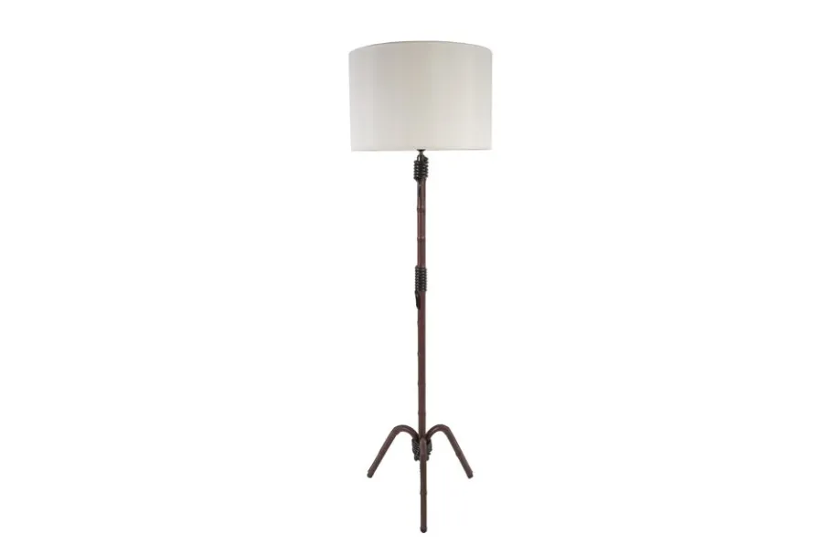 Discount Pamono Leather Sheathed Floor Lamp by Jacques Adnet