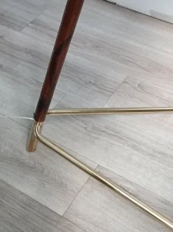 Outlet Pamono Leather Sheathed Floor Lamp attributed to FJB Corsini for Metalarte, 1950s