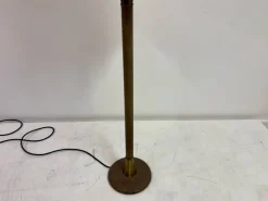 Pamono Leather-Wrapped Floor Lamp with Parchment Shade by Charlotte Wawer, 1950s