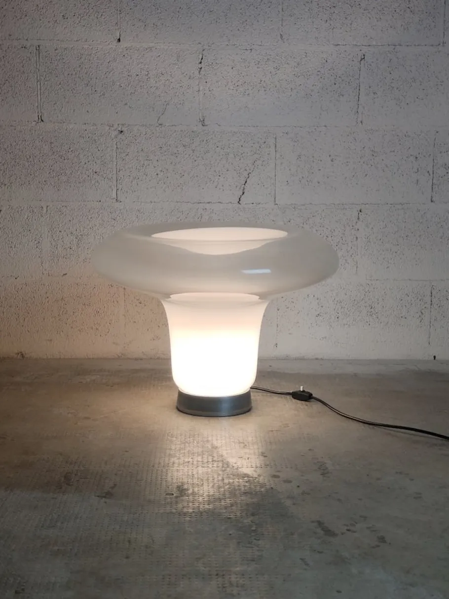 Pamono Lesbo Table Lamp in Blown Glass attributed to Angelo Mangiarotti for Artemide, 1970s
