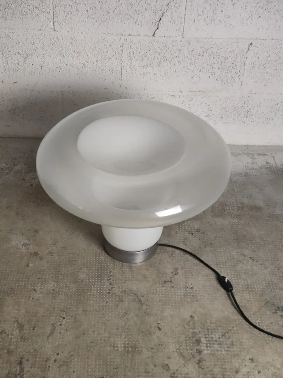 Pamono Lesbo Table Lamp in Blown Glass attributed to Angelo Mangiarotti for Artemide, 1970s