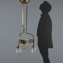 Hot Pamono Liberty Brass and Glass Chandelier