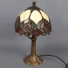 Pamono Liberty Leaded Glass and Brass Table Lamp, 1960s
