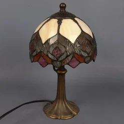 Pamono Liberty Leaded Glass and Brass Table Lamp, 1960s