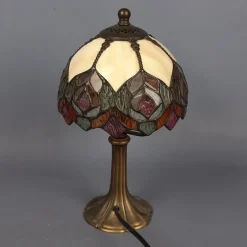 Pamono Liberty Leaded Glass and Brass Table Lamp, 1960s