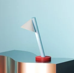 Clearance Pamono Light Blue and Red Tube with Globes and Cones Desk Light by Atelier Areti