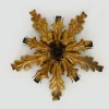 New Pamono 6-light Gilded Foliage Ceiling Lamp by Li Puma Firenze, Italy, 1960s