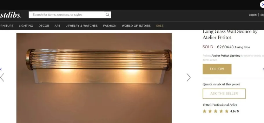 Best Pamono Long Cinema Wall Light by Henri Petitot for Atelier Henri Petitot, 1930s