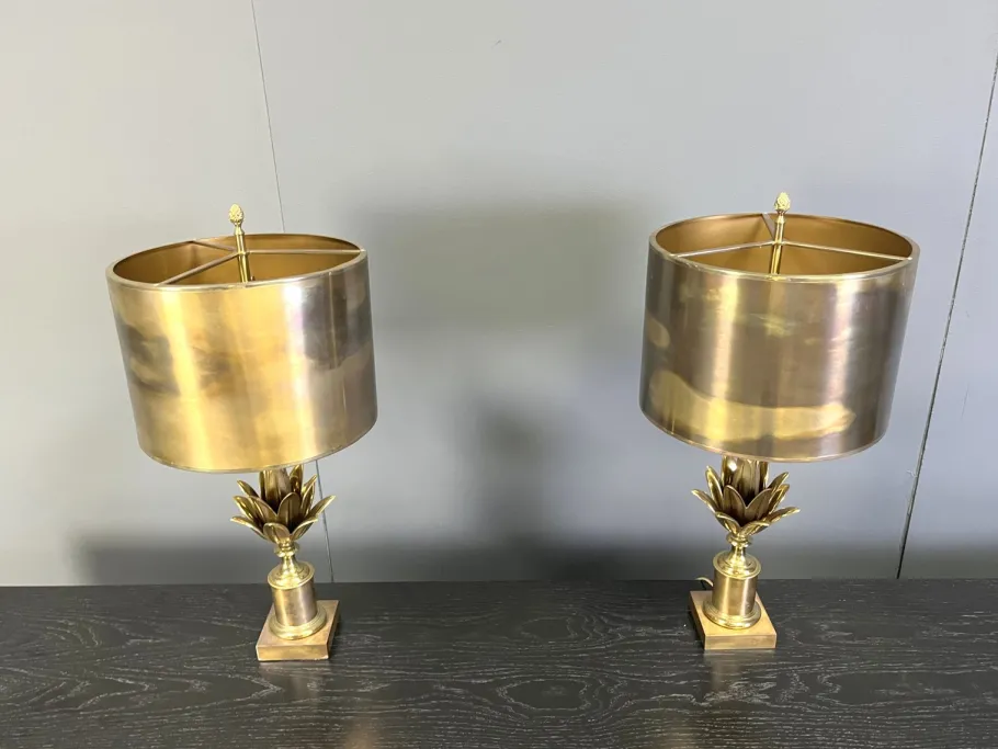 Hot Pamono Lotus Flower Table Lamps from Maison Charles, 1970s, Set of 2