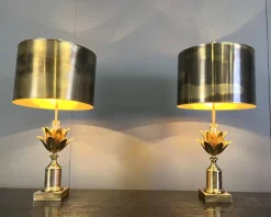 Hot Pamono Lotus Flower Table Lamps from Maison Charles, 1970s, Set of 2
