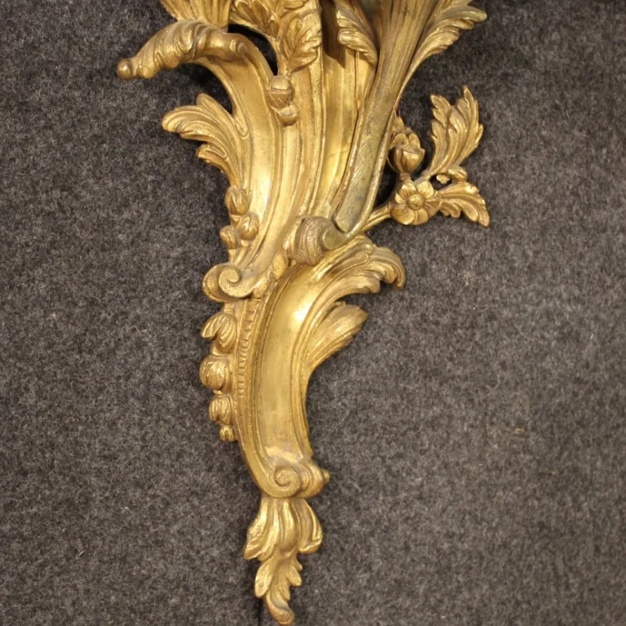 Best Pamono Louis XV French Wall Lights in Gilded Bronze, 1950s, Set of 2