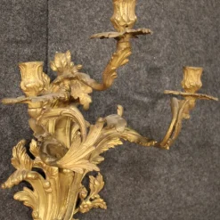 Best Pamono Louis XV French Wall Lights in Gilded Bronze, 1950s, Set of 2