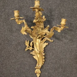 Best Pamono Louis XV French Wall Lights in Gilded Bronze, 1950s, Set of 2