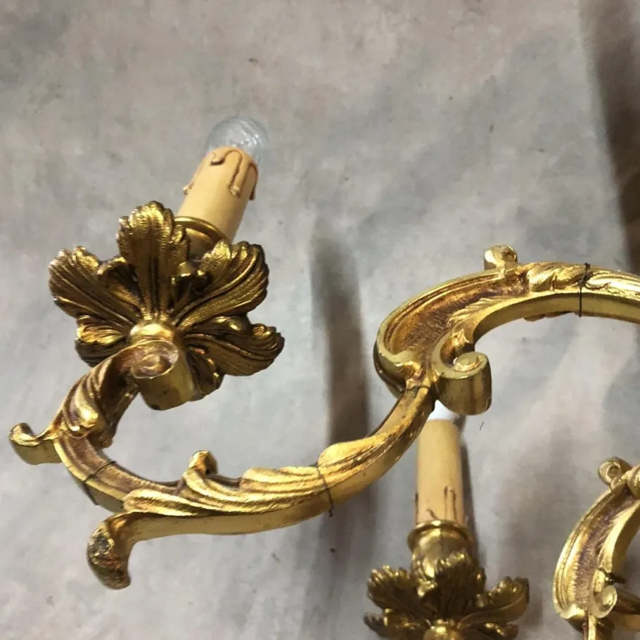 New Pamono Louis XV Style Bronze Chandelier, 1950s