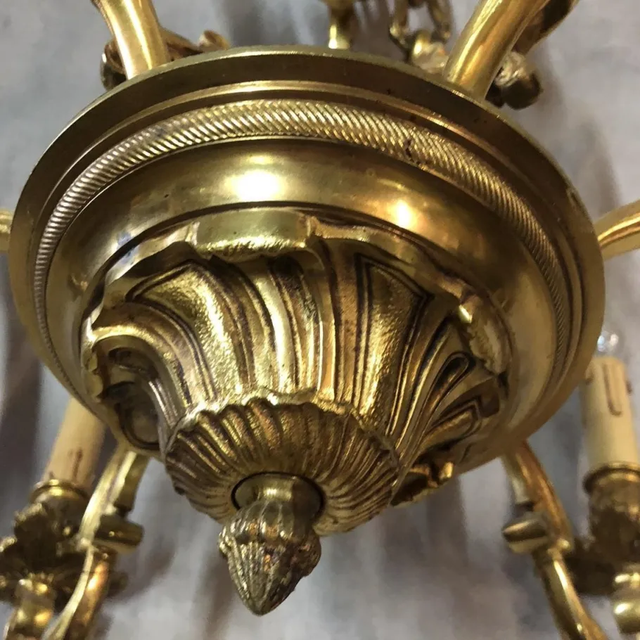 New Pamono Louis XV Style Bronze Chandelier, 1950s