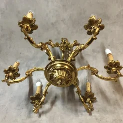 New Pamono Louis XV Style Bronze Chandelier, 1950s
