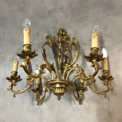 New Pamono Louis XV Style Bronze Chandelier, 1950s