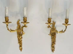Best Pamono Louis XV Style Gilt Bronze Wall Lights, Set of 2