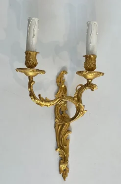 Best Pamono Louis XV Style Gilt Bronze Wall Lights, Set of 2
