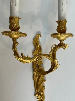 Best Pamono Louis XV Style Gilt Bronze Wall Lights, Set of 2