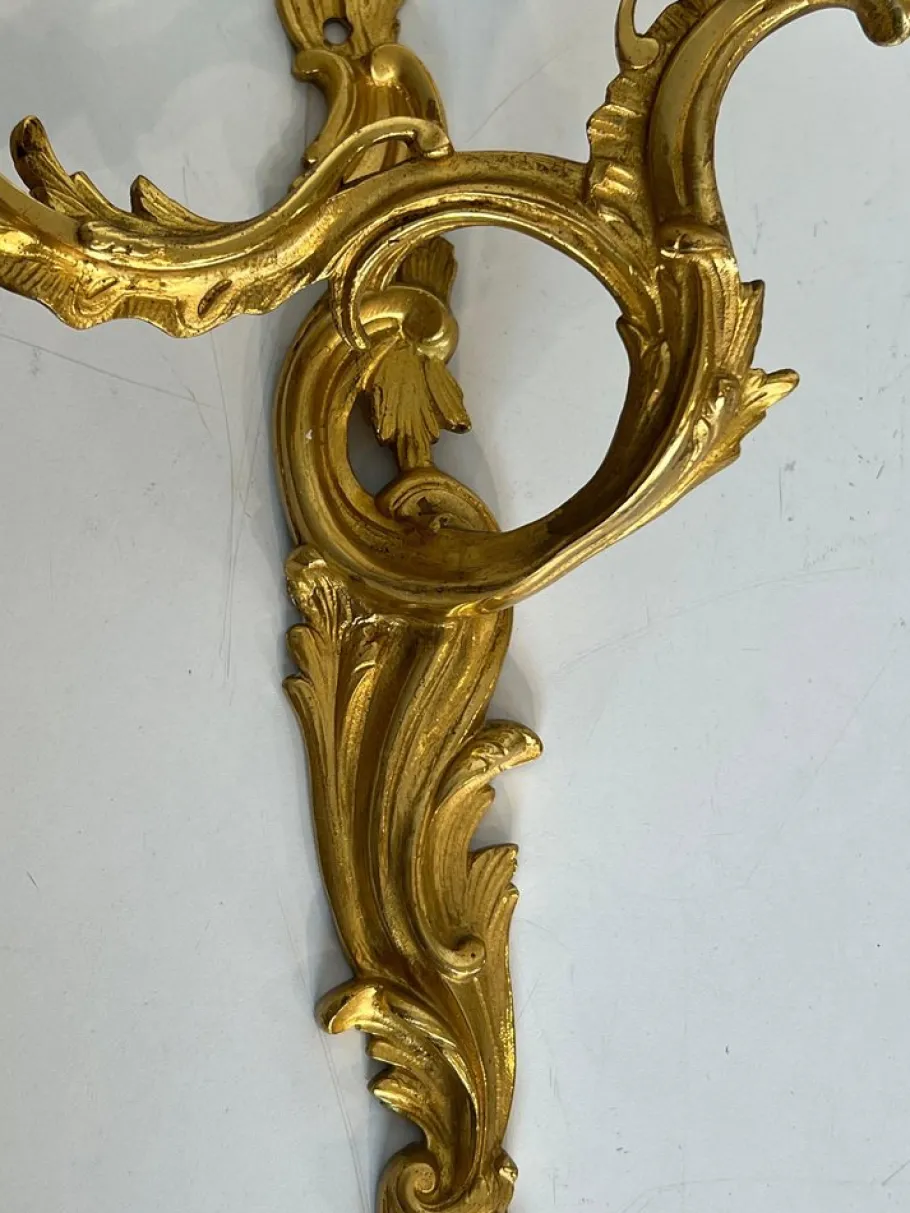 Best Pamono Louis XV Style Gilt Bronze Wall Lights, Set of 2