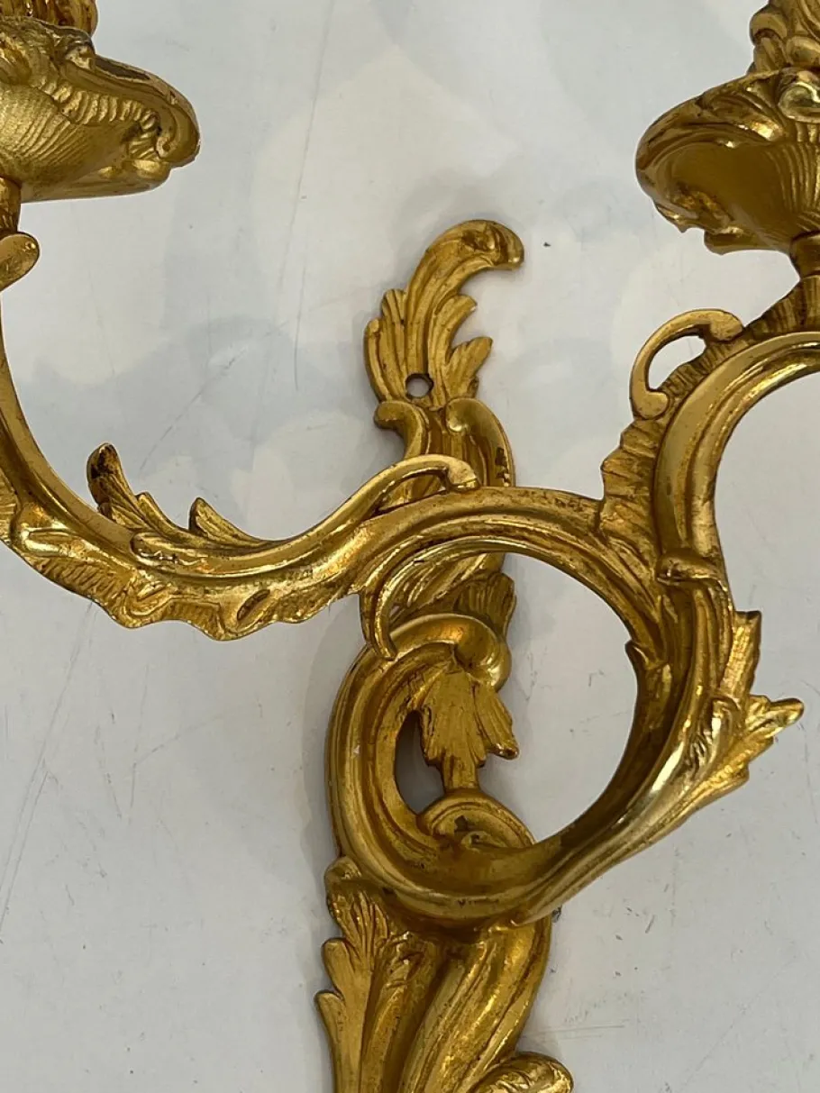 Best Pamono Louis XV Style Gilt Bronze Wall Lights, Set of 2