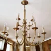 New Pamono Louis XVI 12-Light Chandelier with Tassels in Gilt Bronze