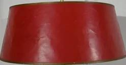 Pamono Louis XVI Style Brass Bouillotte Lamp with Red Lampshade, 1890s