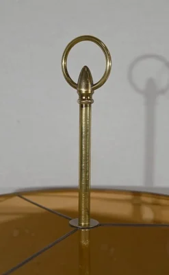 Pamono Louis XVI Style Brass Bouillotte Lamp with Red Lampshade, 1890s