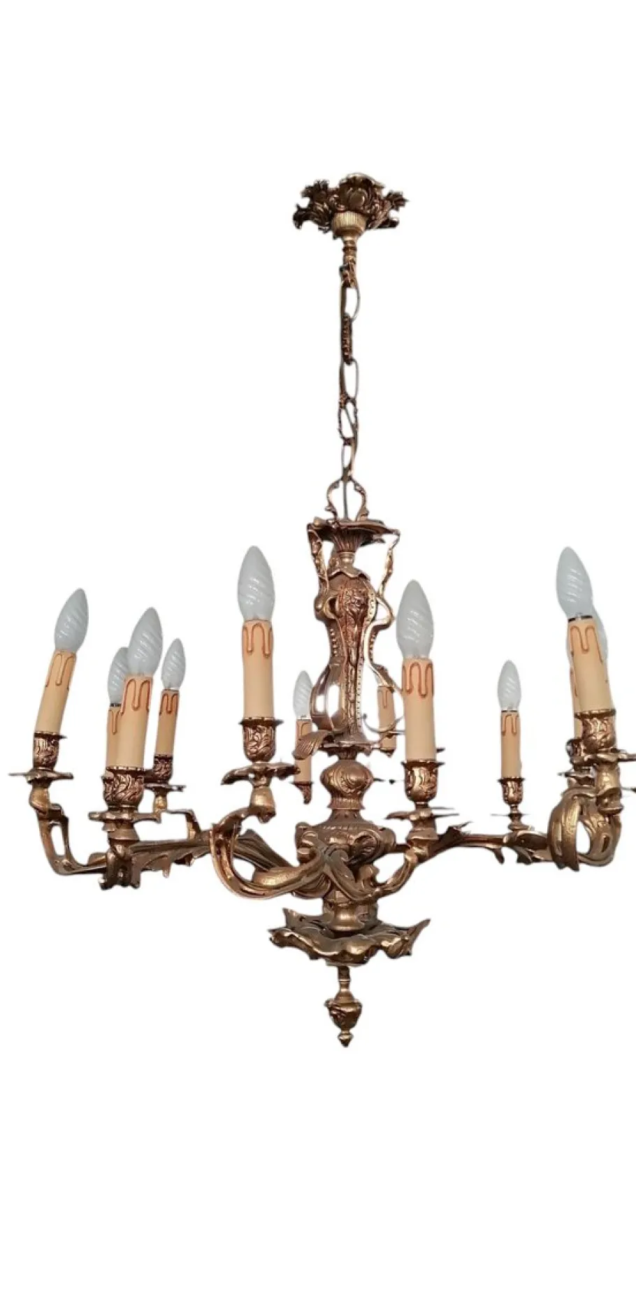 New Pamono Louis XVI Style Bronze 12-Light Chandelier