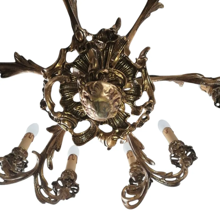 New Pamono Louis XVI Style Bronze 12-Light Chandelier