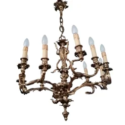 New Pamono Louis XVI Style Bronze 12-Light Chandelier
