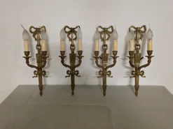 Hot Pamono Louis XVI Style Bronze Wall Lamps, 1940s, Set of 4