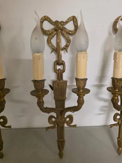 Hot Pamono Louis XVI Style Bronze Wall Lamps, 1940s, Set of 4