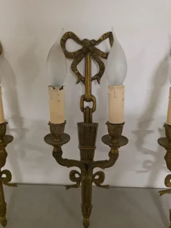 Hot Pamono Louis XVI Style Bronze Wall Lamps, 1940s, Set of 4
