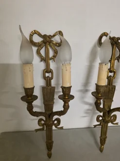 Hot Pamono Louis XVI Style Bronze Wall Lamps, 1940s, Set of 4