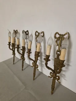 Hot Pamono Louis XVI Style Bronze Wall Lamps, 1940s, Set of 4
